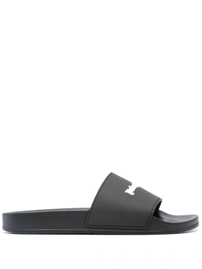 Palm Angels Man Black Rubber Slippers