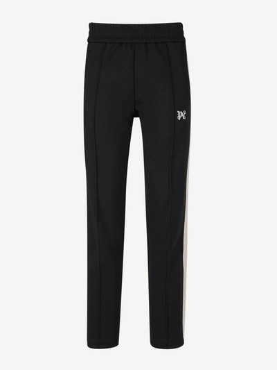 Palm Angels Striped Monogram Joggers In Negre