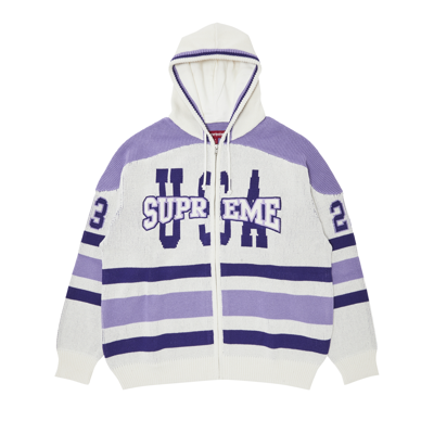 Pre-owned Supreme Usa Zip Up Hooded Sweater 'white'