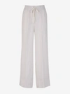 Peserico Wide Linen Joggers In Beix