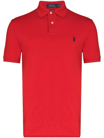 Polo Ralph Lauren Embroidered Logo Polo Shirt In Rosso