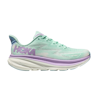 Pre-owned Hoka Wmns Clifton 9 Wide 'sunlit Ocean Lilac Mist' In Green