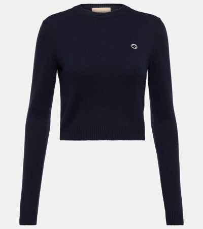 Gucci Interlocking G Wool And Cashmere Sweater In Blue