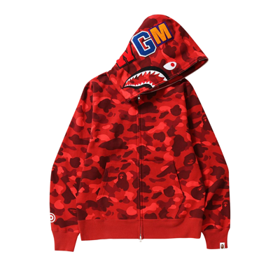 Pre-owned Bape Color Camo Shark Full Zip Hoodie 'red'