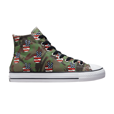 Pre-owned Converse Chuck Taylor All Star Pro High 'camo Peace' In Green