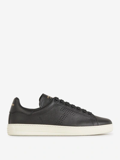 Tom Ford Pebbled Leather Sneakers In Negre