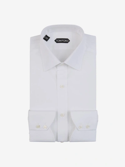 Tom Ford Plain Cotton Shirt In Blanc