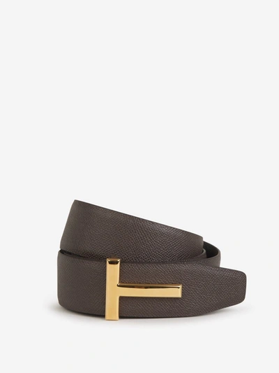 Tom Ford Reversible Leather Belt In Marró Fosc