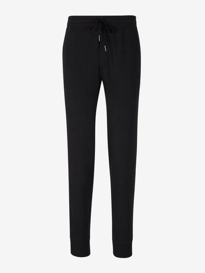 Tom Ford Ribbed Hem Joggers In Negre