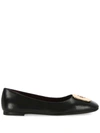 Tory Burch 'shiny Leather Claire Baller In Perfect Black
