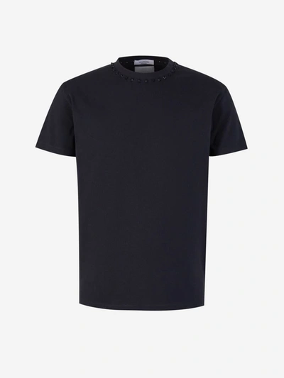 Valentino Cotton Studs T-shirt In Negre