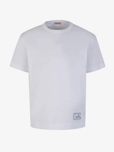 Valentino Plain Cotton T-shirt In Blanc
