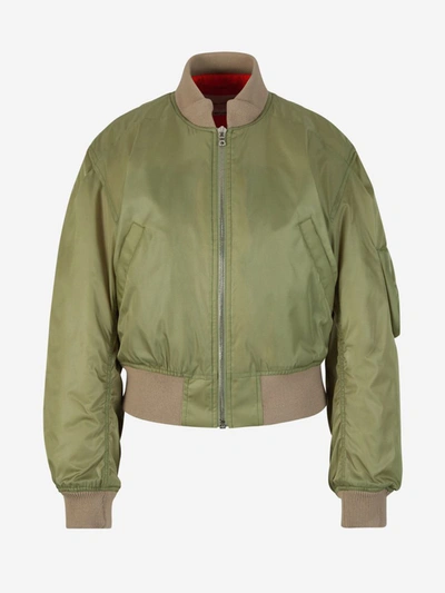 Victoria Beckham Cropped Bomber Jacket In Green