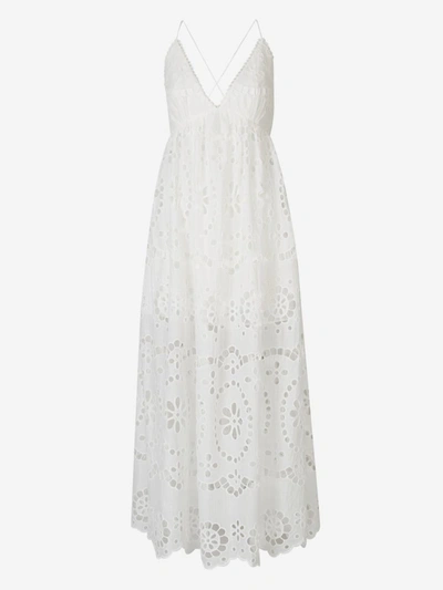 Zimmermann Embroidered Midi Dress In Blanc