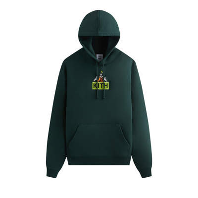 Pre-owned Kith For Mickey & Friends Cyber Monday Goofy Classic Logo Hoodie 'stadium' In Green