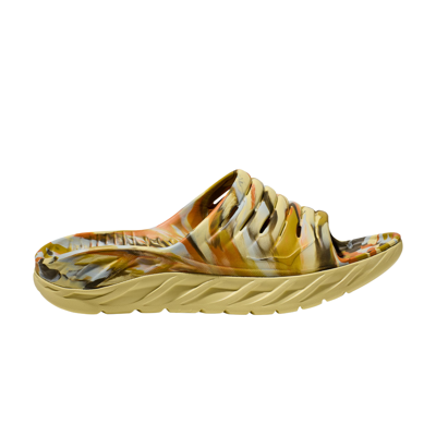 Pre-owned Hoka Ora Recovery Slide 'celery Root Golden Lichen' In Yellow