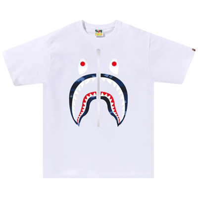 Pre-owned Bape Color Camo Shark Tee 'white/navy'