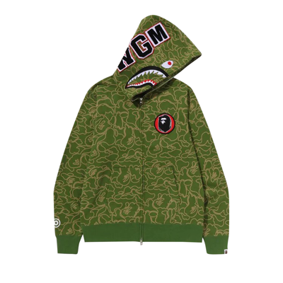 Pre-owned Bape 30th Anniversary Line Camo Shark Full Zip Hoodie 'green'