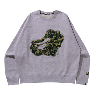 Pre-owned Bape Abc Camo Patch Relaxed Fit Crewneck 'grey'