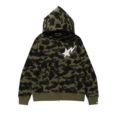 Pre-owned Bape 1st Camo Full Zip Hoodie 'green'