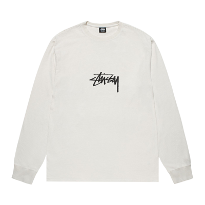Pre-owned Stussy Pigment Dyed Small Stock Long-sleeve Tee 'natural' In White