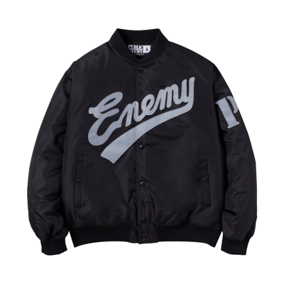 Pre-owned Neighborhood X Public Enemy X Majestic Baseball Jacket 'black'