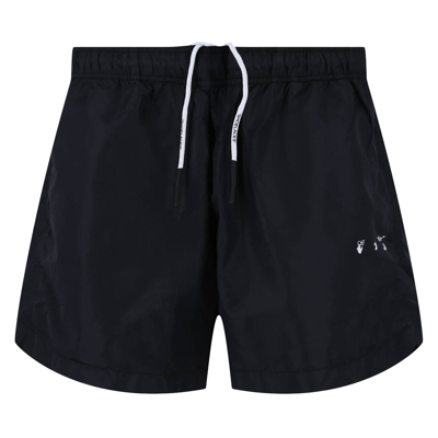 Pre-owned Off-white Logo Swim Shorts 'black'