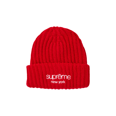 Pre-owned Supreme Classic Logo Chunky Ribbed Beanie 'red'