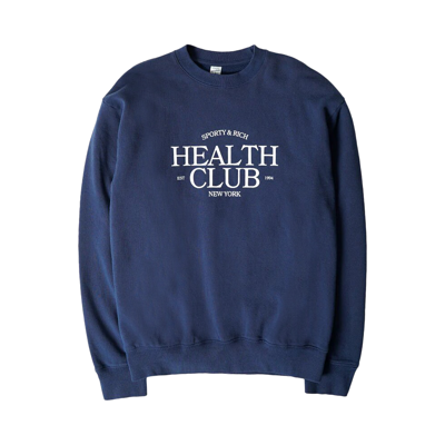 Pre-owned Sporty And Rich Sporty & Rich Public Health Club Sweatshirt 'navy' In Blue