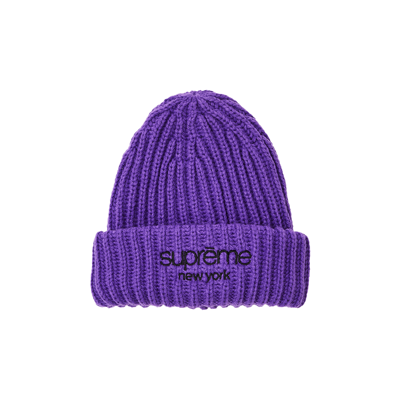 Pre-owned Supreme Classic Logo Chunky Ribbed Beanie 'purple'