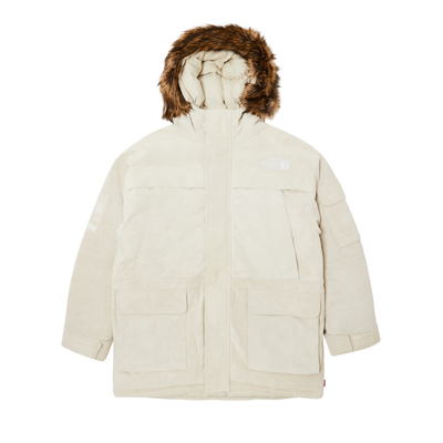 Pre-owned Supreme X The North Face Suede 600-fill Down Parka 'stone' In Cream