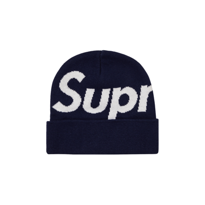 Pre-owned Supreme Big Logo Beanie 'navy' In Blue