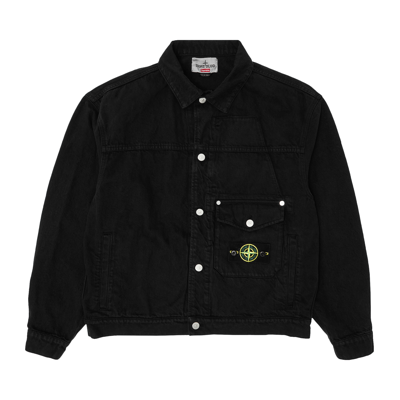 Pre-owned Supreme X Stone Island Denim Trucker Jacket 'black'
