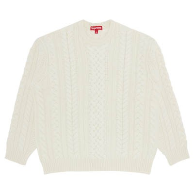 Pre-owned Supreme Appliqué Cable Knit Sweater 'ivory' In Cream