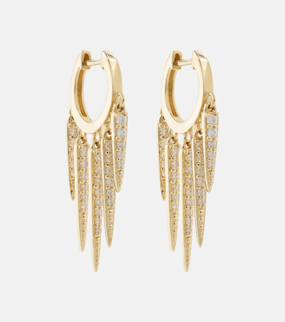 Sydney Evan Fringe Huggie 14kt Gold Hoop Earrings With Diamonds