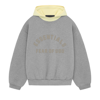 Pre-owned Essentials Fear Of God  Nylon Fleece Hoodie 'dark Heather Oatmeal/garden Yellow' In Grey