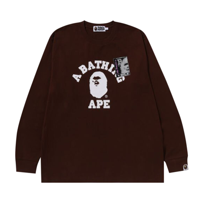Pre-owned Bape Mad Face College Long-sleeve Tee 'brown'