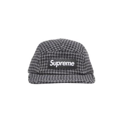 Pre-owned Supreme Houndstooth Wool Camp Cap 'black'