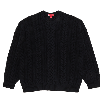 Pre-owned Supreme Appliqué Cable Knit Sweater 'black'