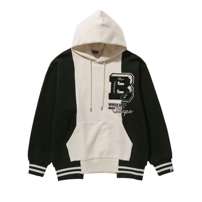 Pre-owned Bape Badges Color Blocking Hoodie 'ivory' In White