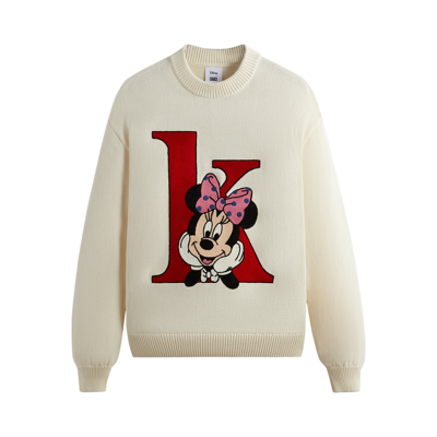 Pre-owned Kith For Mickey & Friends Minnie K Crewneck Sweater 'sandrift' In Cream