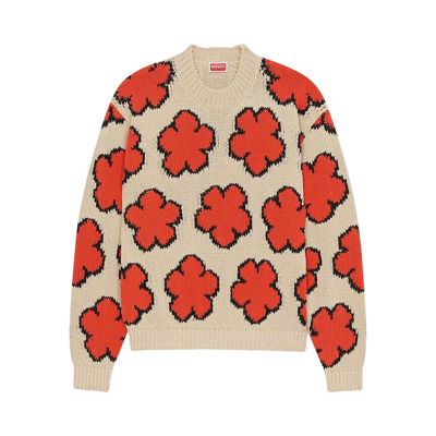 Pre-owned Kenzo Boke Flower Intarsia Knit Jumper 'red'