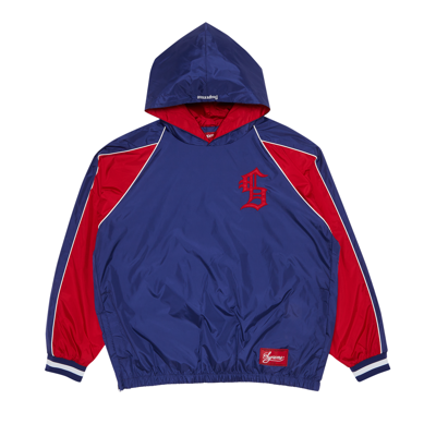 Pre-owned Supreme Hooded Warm Up Pullover 'navy' In Blue