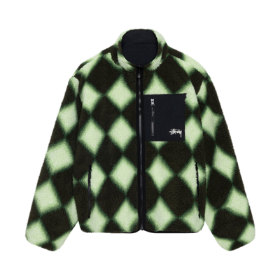 Pre-owned Stussy Sherpa Reversible Jacket 'green'