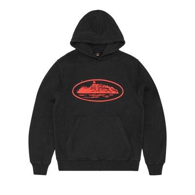 Pre-owned Corteiz Alcatraz Hoodie V2 'black/red'