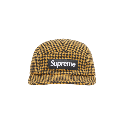 Pre-owned Supreme Houndstooth Wool Camp Cap 'yellow'