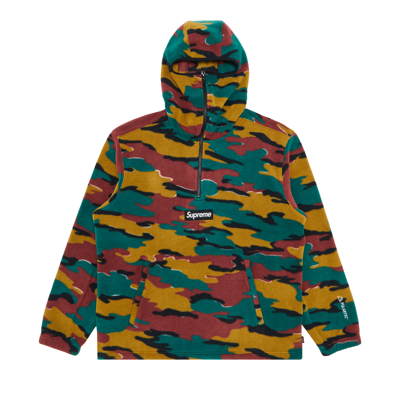 Pre-owned Supreme Polartec Facemask Half Zip Hooded Sweatshirt 'camo' In Multi-color