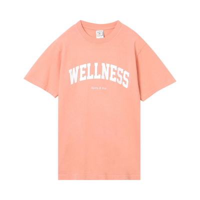 Pre-owned Sporty And Rich Sporty & Rich Wellness Ivy T-shirt 'salmon/white' In Pink