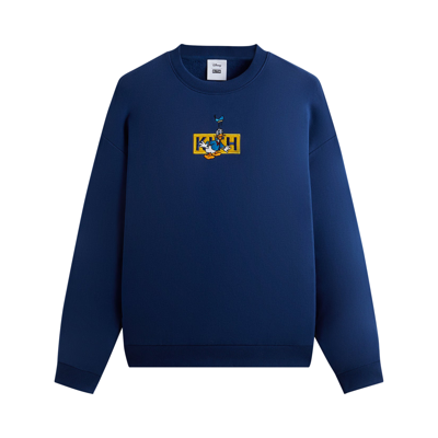 Pre-owned Kith For Mickey & Friends Cyber Monday Donald Duck Classic Logo Williams Crewneck 'cyanotype' In Blue