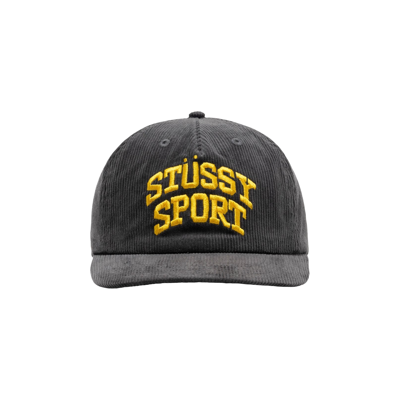 Pre-owned Stussy Mid-depth Sport Arch Strapback 'charcoal' In Black